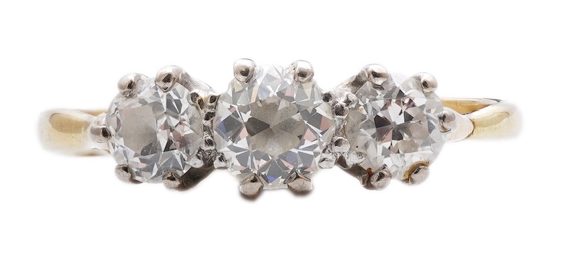 A diamond three-stone ring